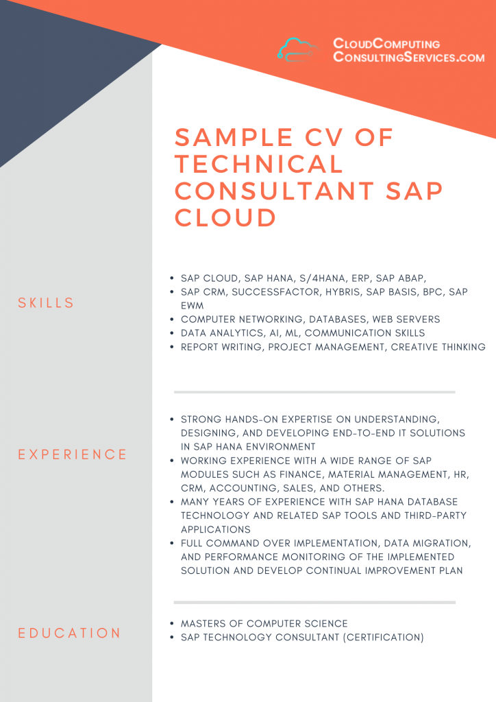 sample cv of technical consultant sap cloud